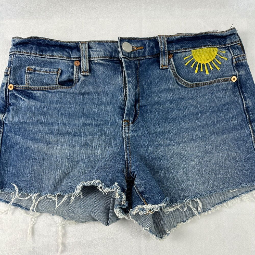 BLANKNYC Cut-Off Shorts Women's 28 Blue 5-Pocket Low Rise Distressed Frayed